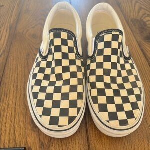 Vans Black and Cream Checkered Slip-On Flats